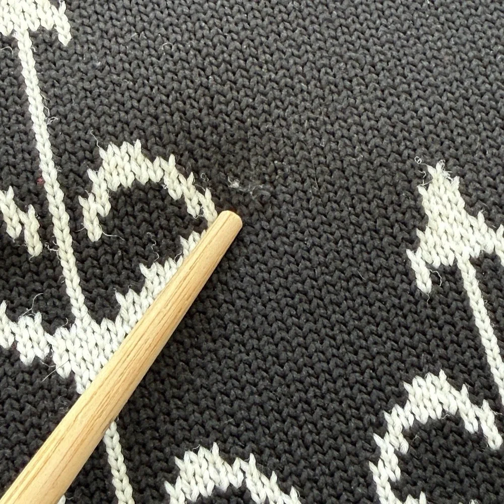 Vintage 70s Graphic Knit‎ Vest Black White ILGWU Scandinavian Folk Women's M